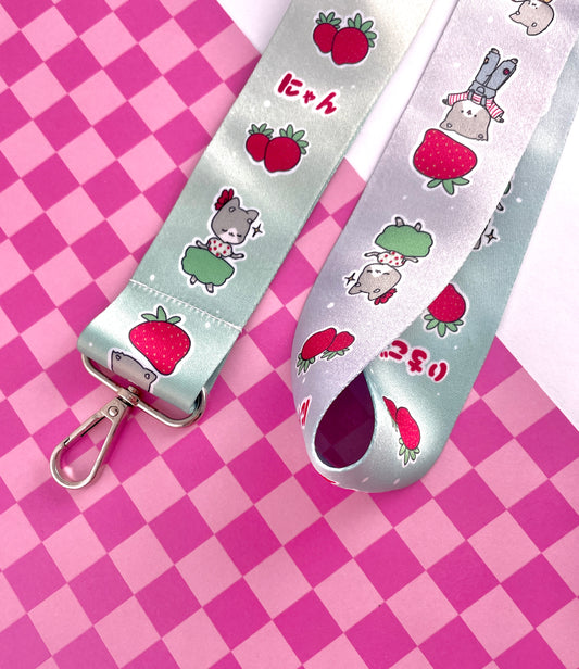 Strawberry Cat Lanyard